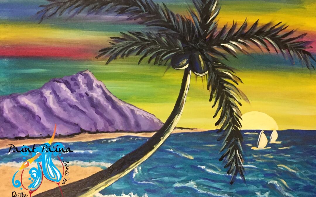 “Diamond Head” Paint Pāʻina & The Residence Inn by Marriott Kapolei Oahu 🖌 Paint Party 🎨 BOOK NOW  or 📞 808 781-2218🍷