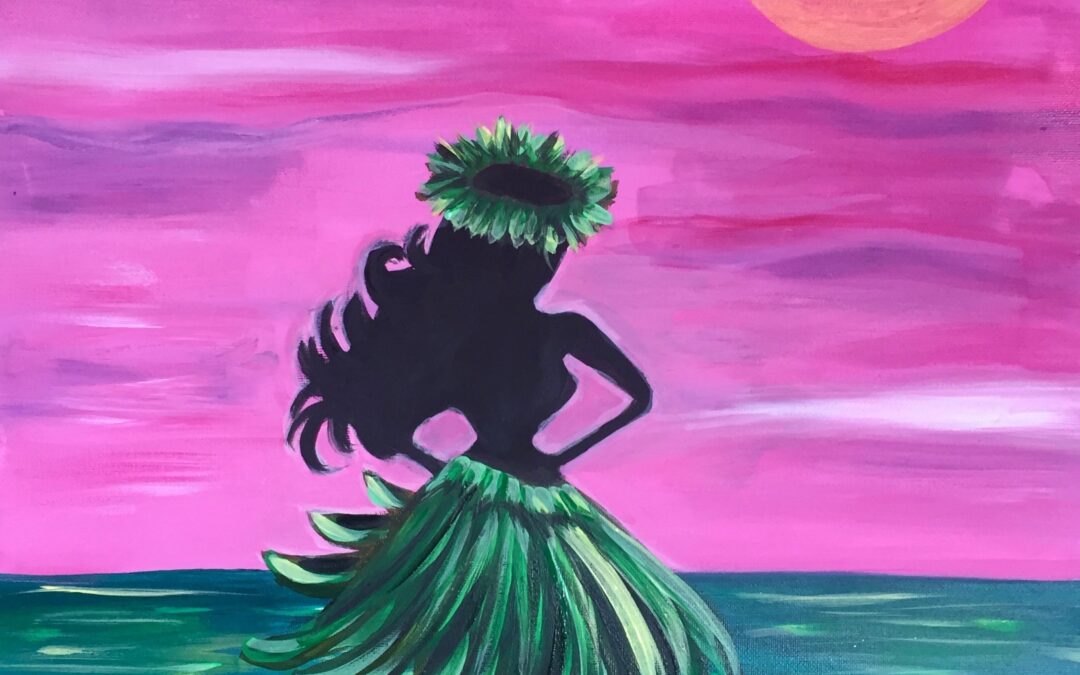 “Hula Moon” Paint Pāʻina & The Residence Inn by Marriott Kapolei Oahu 🖌 Paint Party 🎨 BOOK NOW  or 📞 808 781-2218🍷