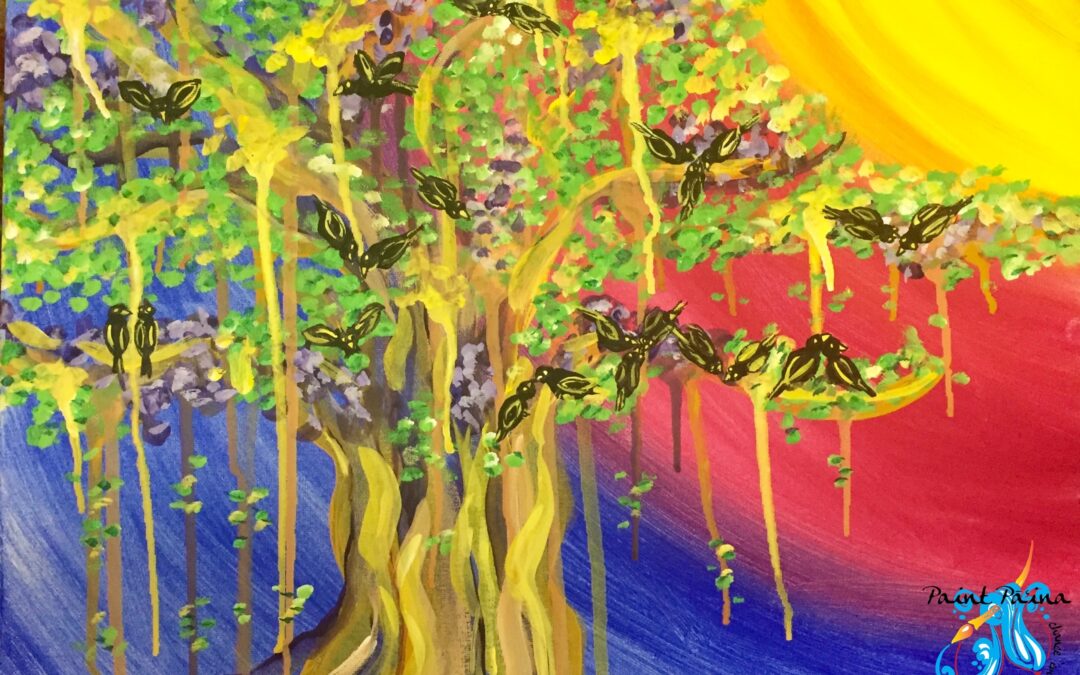 Paint Pāʻina & The Residence Inn by Marriott Kapolei Oahu – Mynahs in the Banyan Tree