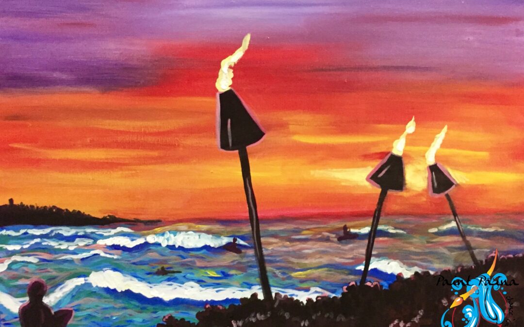 “Sunset Surf” w/Paint Pāʻina & The Residence Inn by Marriott Kapolei Oahu 🖌 Paint Party 🎨 BOOK NOW  or 📞 808 781-2218🍷