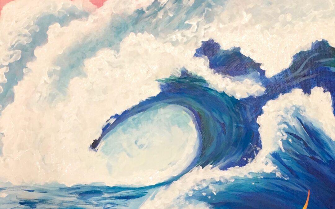 “Waimea Shorebreak” Paint Pāʻina & The Twin Fin Hotel, Waikiki Oceanfront – Paint and Sip 🎨 BOOK NOW🖌or 📞 808 497-7704 🍷