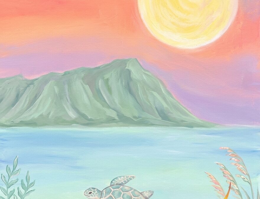 “Turtle Moon” Paint Pāʻina & The Residence Inn by Marriott Kapolei Oahu 🖌 Paint Party 🎨 BOOK NOW  or 📞 808 781-2218🍷